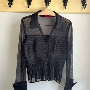 Elegant Black Sheer Women's Top